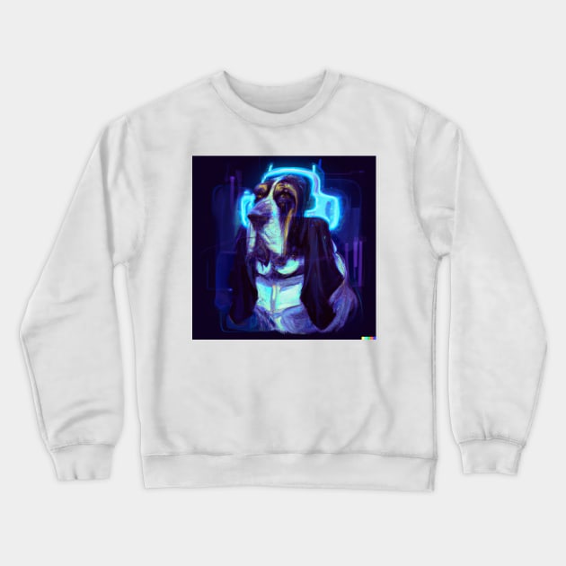 Cyber Punk Basset Crewneck Sweatshirt by GhostlierNation
